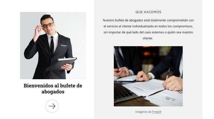 Bienvenidos al bufete de abogados Maqueta de sitio web