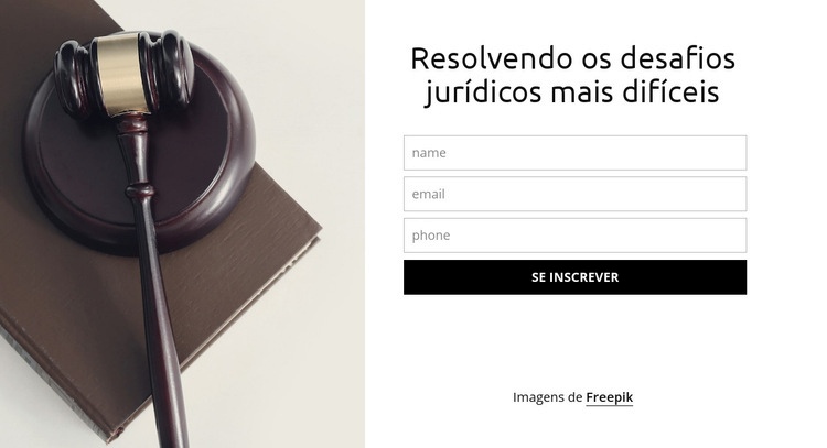 Resolvendo os desafios jurídicos mais difíceis Maquete do site