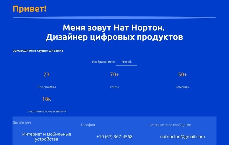 Руководитель студии дизайна Конструктор сайтов HTML