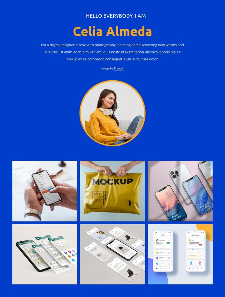 Designer profile and portfolio Website Mockup