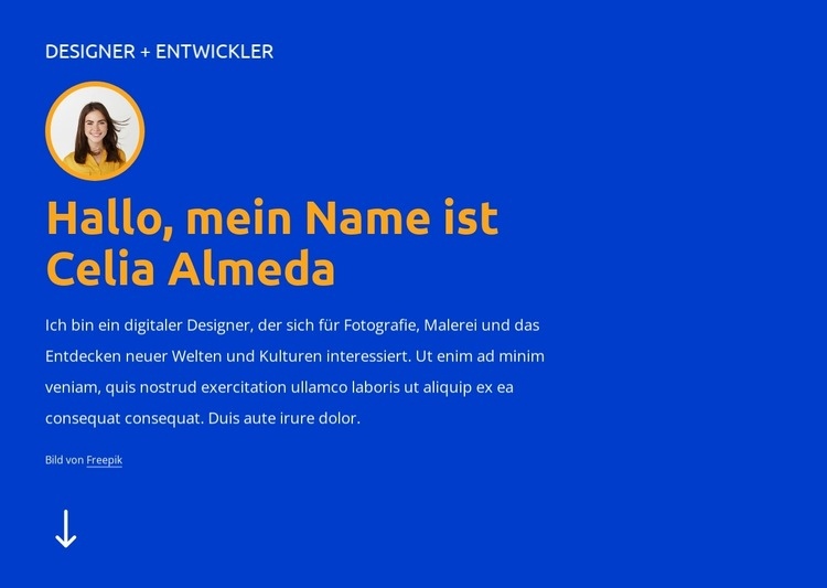 Ich bin Designer und Entwickler HTML Website Builder