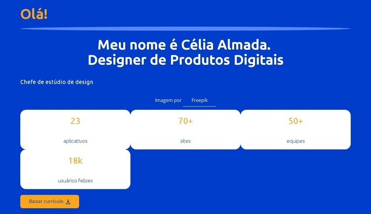 Perfil de trabalho de designer digital Maquete do site