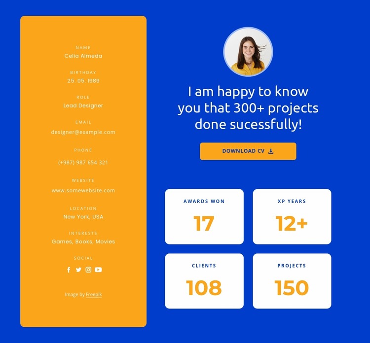 Web designer job profile Website Mockup