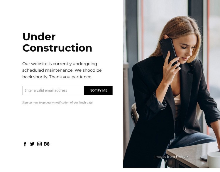 The website under construction zone Html Code Example