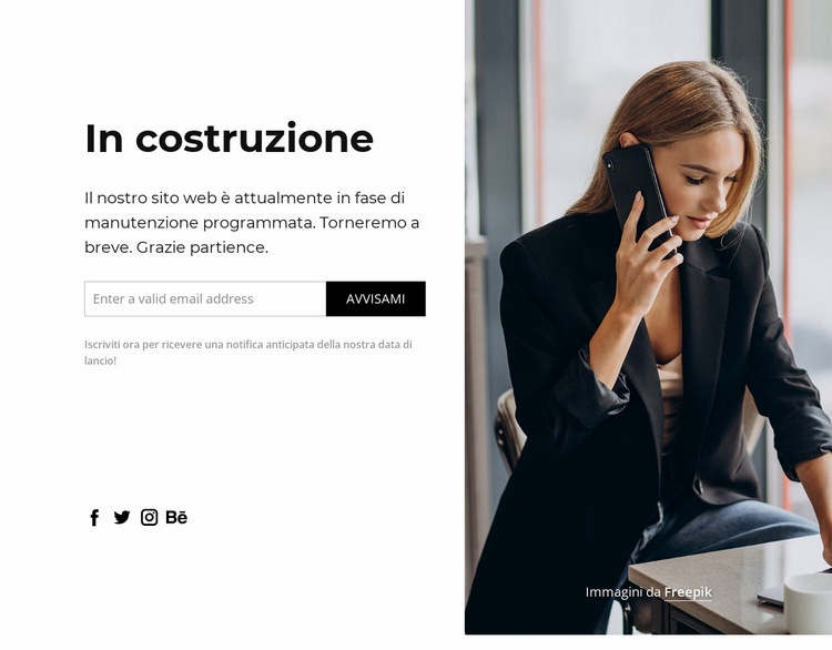 Il sito web in zona costruzione Costruttore di siti web HTML