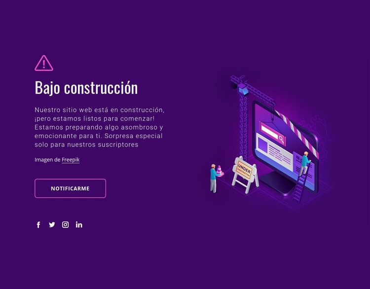 Página web en construcción Creador de sitios web HTML