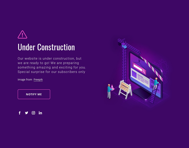 Website under construction One Page Template