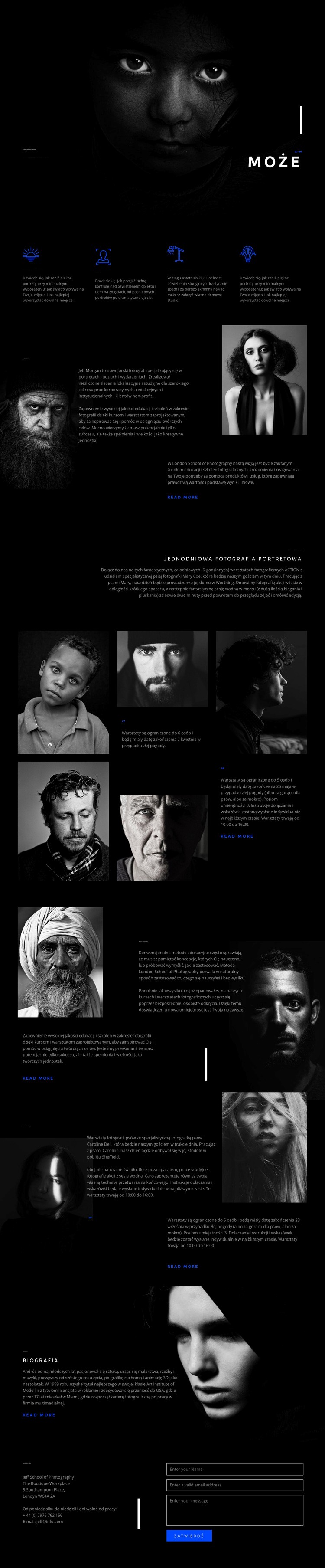 Niesamowita sztuka portretowa Projekt strony internetowej
