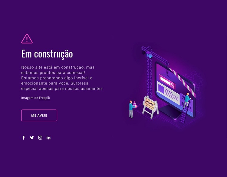 Site em construção Maquete do site