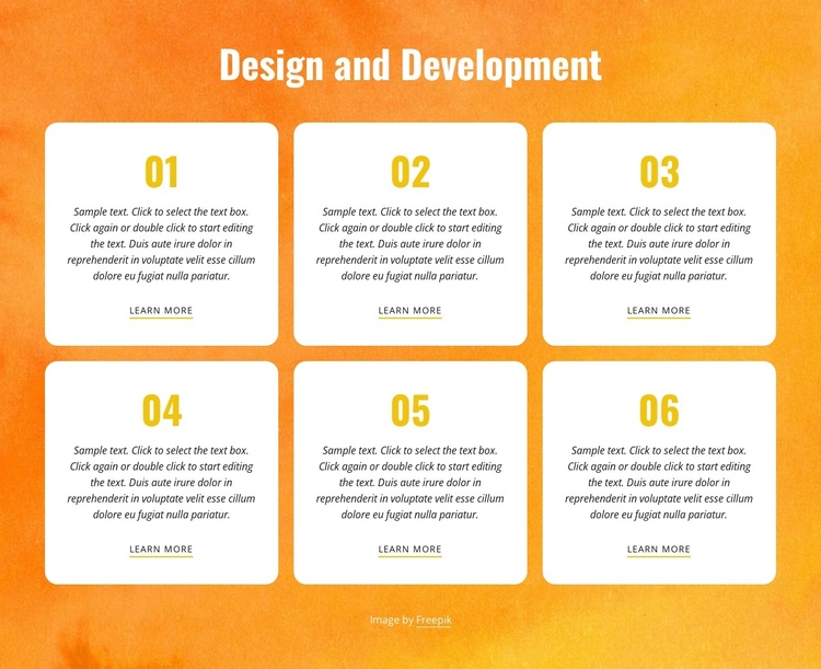 Design and development process One Page Template