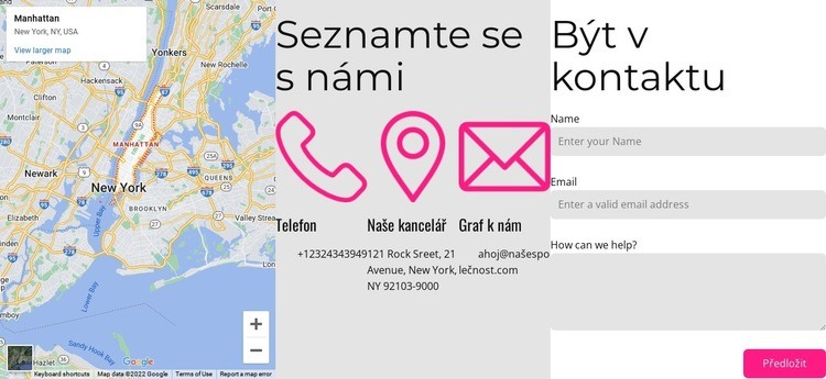 Kontaktujte nás blok s mapou Šablona CSS