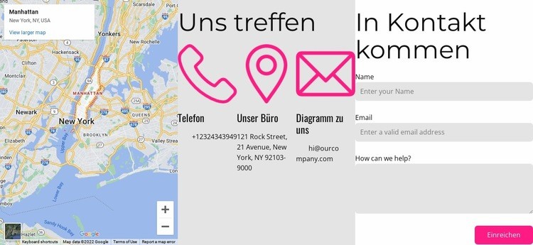 Kontaktieren Sie uns Block mit Karte Website-Modell