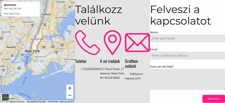 Forduljon hozzánk blokk térképpel HTML Sablon