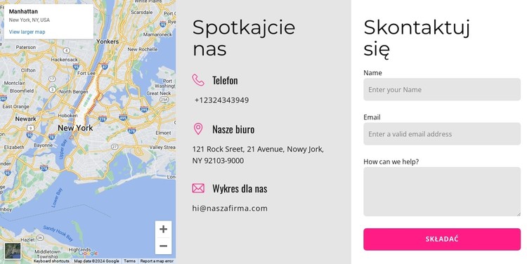 Skontaktuj się z nami blok z mapą Szablon CSS