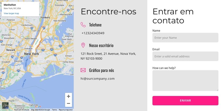 Contacte-nos bloco com mapa Template CSS