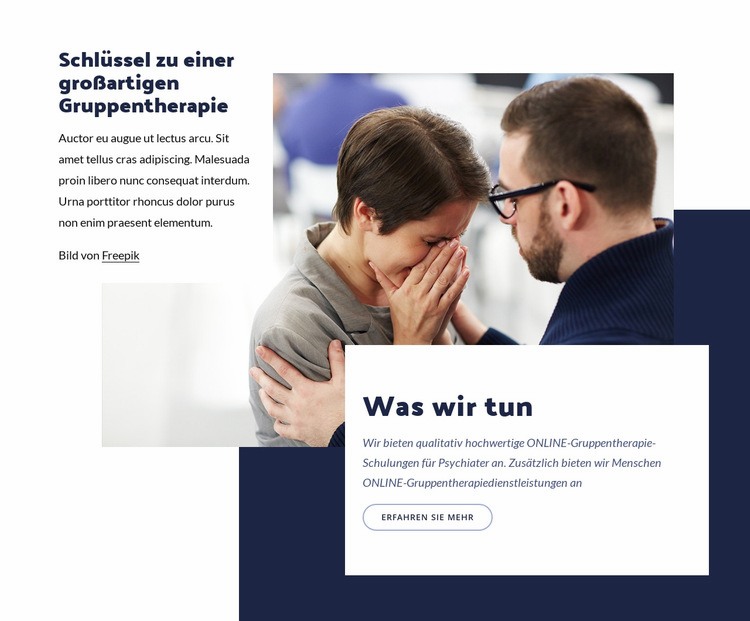 Schlüssel zur Gruppentherapie Eine Seitenvorlage