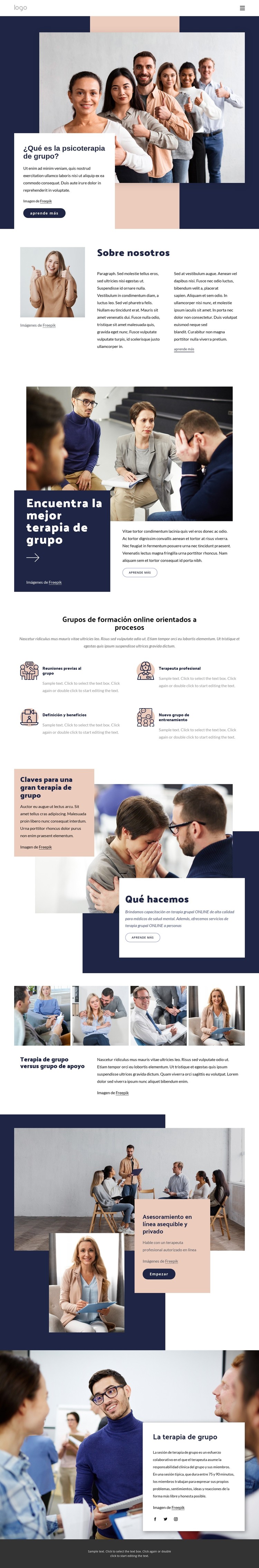 Diferentes tipos de terapia grupal. Plantilla CSS