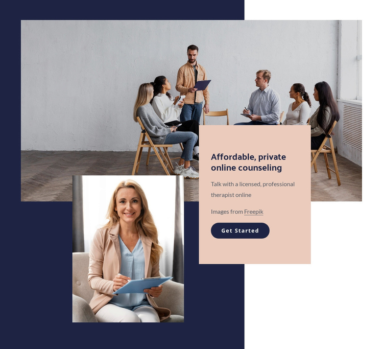 Affordable, private online counseling One Page Template
