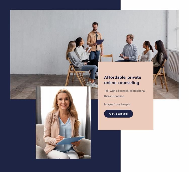 Affordable, private online counseling eCommerce Template