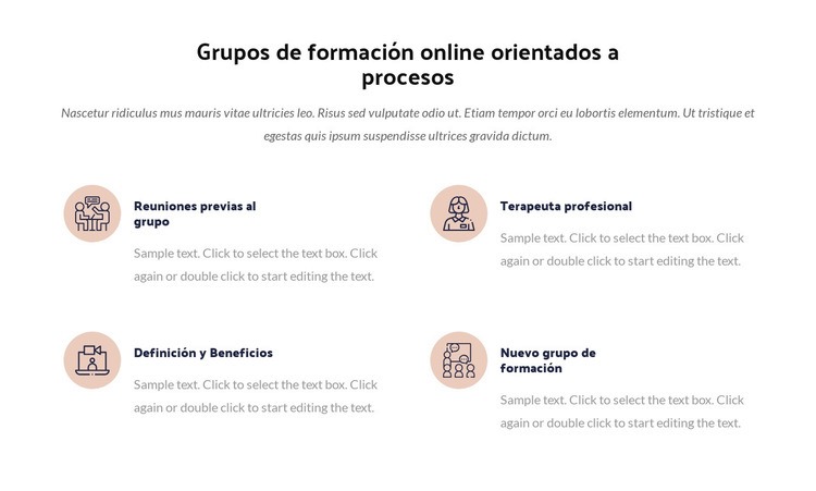 Grupo de formación de procesos online Maqueta de sitio web