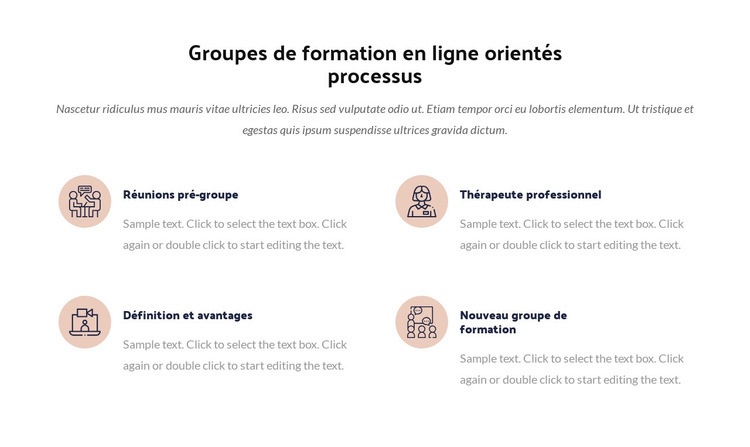 Groupe de formation aux processus en ligne Page de destination