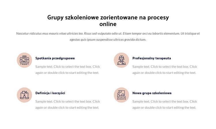 Grupa szkoleniowa dotycząca procesów online Szablon HTML5