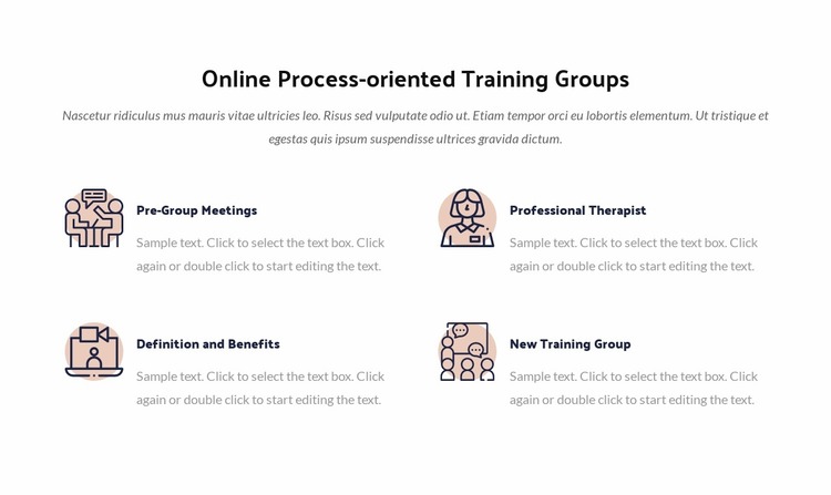 Online process training group Website Mockup