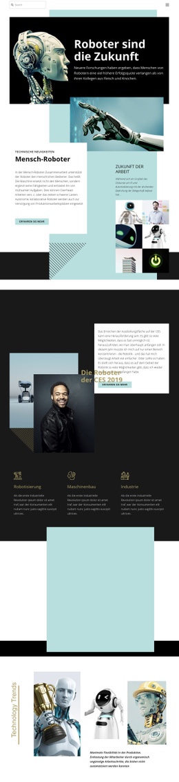 Roboter-Zukunftstechnologie HTML5-Vorlagen