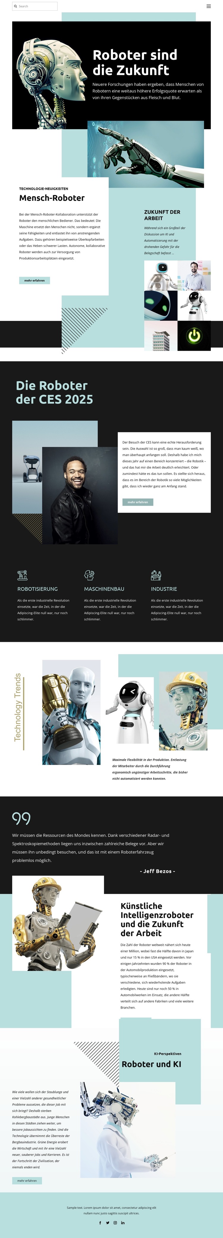 Roboter-Zukunftstechnologie Website-Vorlage