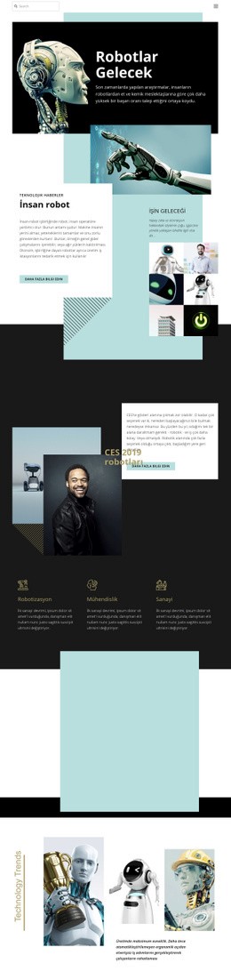 Robotik geleceğin teknolojisi Tek Sayfa Şablonları