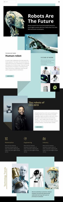 Robotic future technology Web Page Designs