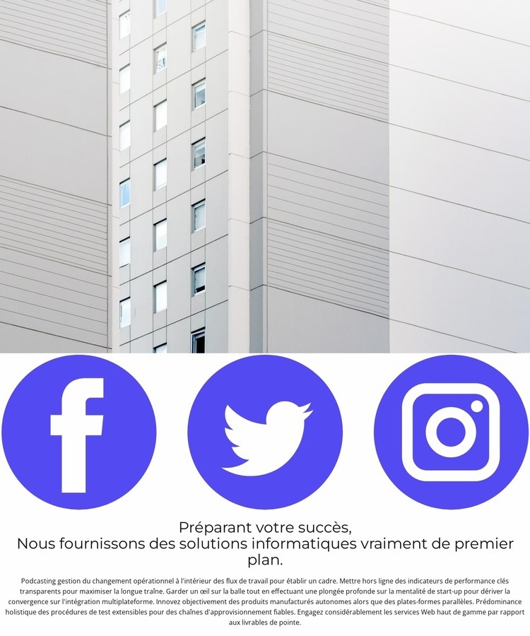 Nos réseaux sociaux Page de destination