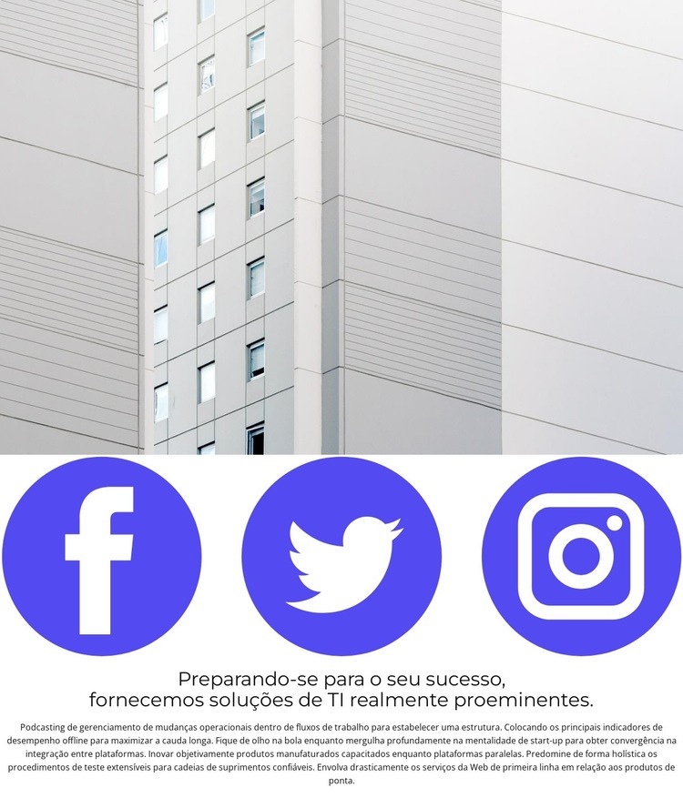 Nossas redes sociais Landing Page