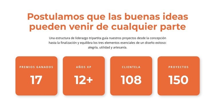 Bloque de contadores con titular Plantillas de creación de sitios web