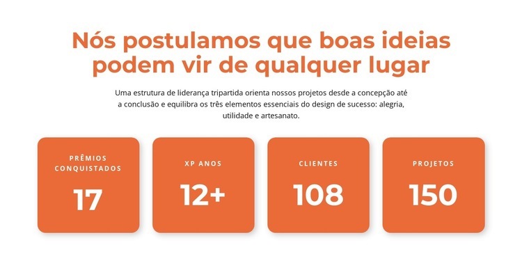 Bloco de contadores com título Maquete do site