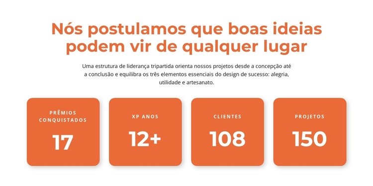 Bloco de contadores com título Tema WordPress