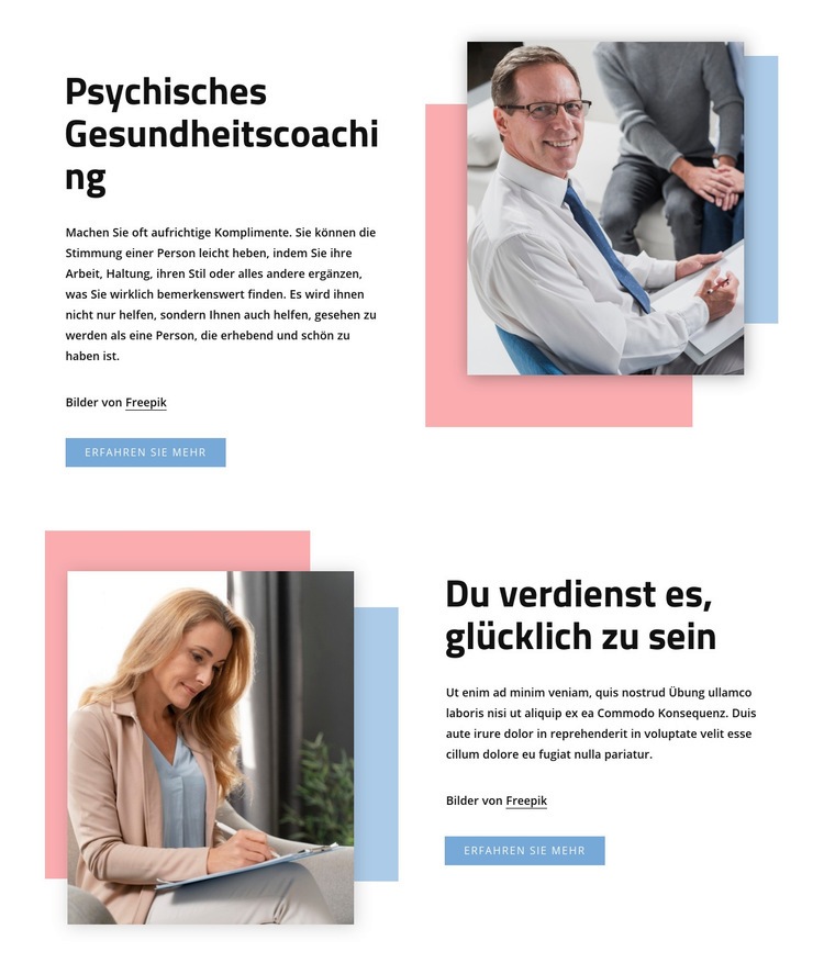 Psychisches Gesundheitscoaching Eine Seitenvorlage