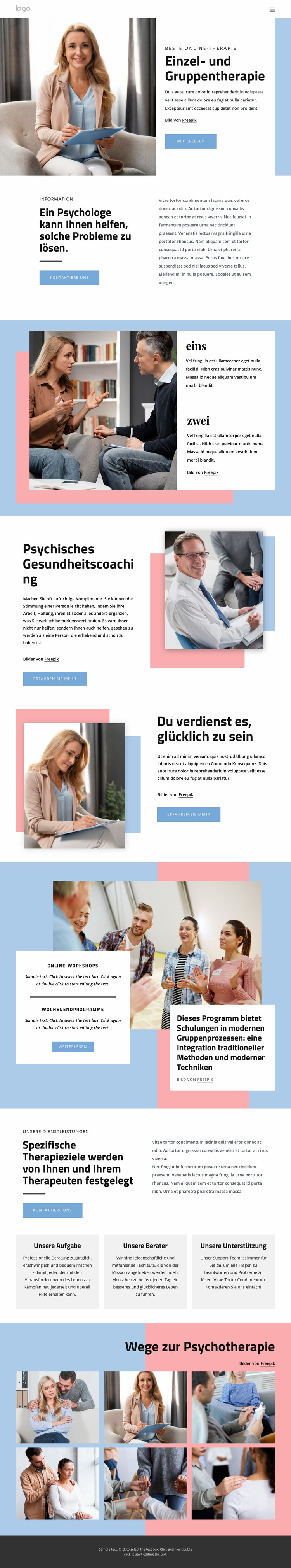 Einzel- und Gruppentherapie Joomla Vorlage