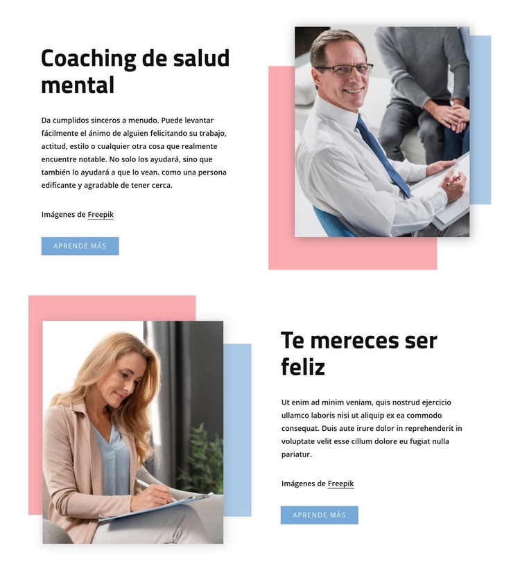 Coaching de salud mental Maqueta de sitio web