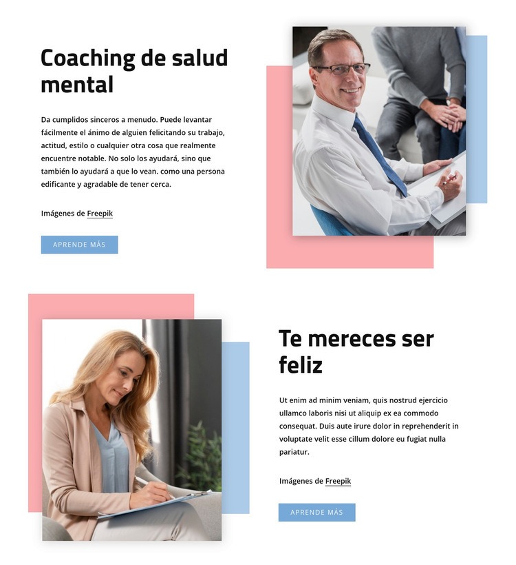 Coaching de salud mental Página de destino