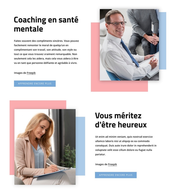 Coaching en santé mentale Conception de site Web