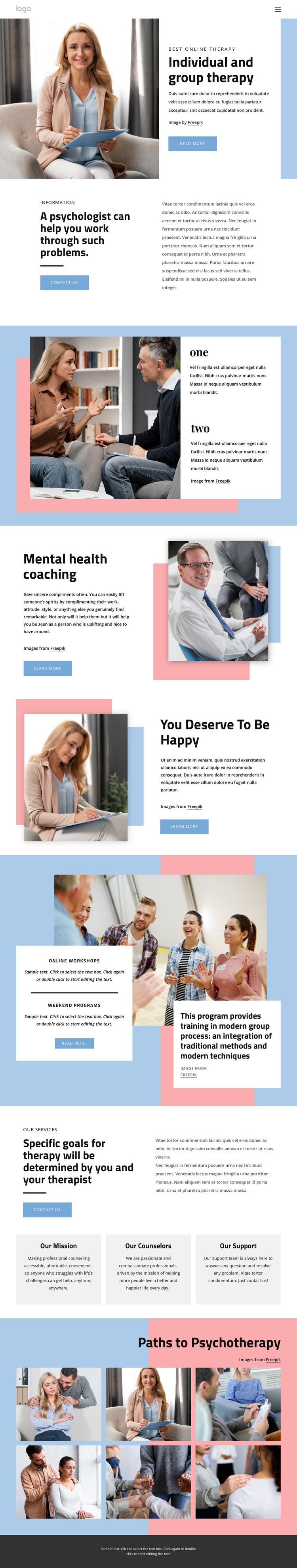Undividual and group therapy Homepage Design