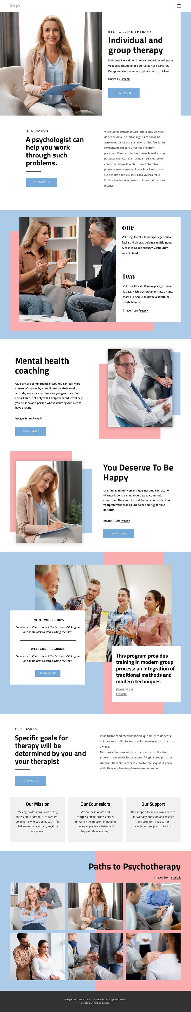 Undividual and group therapy HTML Template