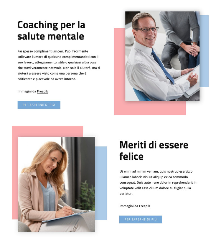 Coaching per la salute mentale Modello di sito Web