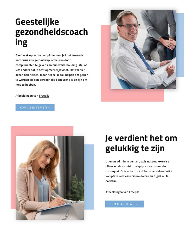 Geestelijke gezondheidscoaching Website sjabloon