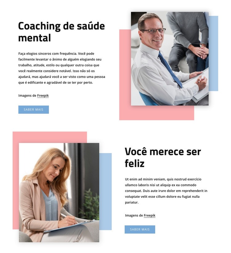 Coaching de saúde mental Maquete do site