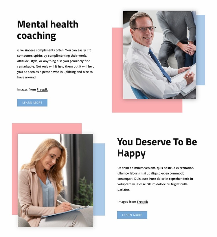 Mental hälsocoaching Html webbplatsbyggare