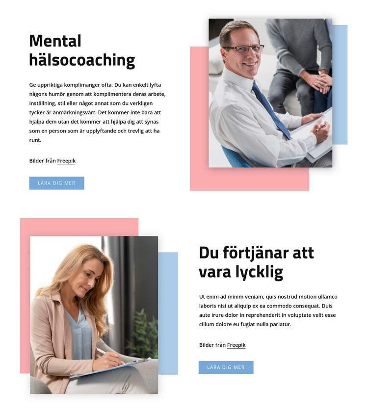 Mental hälsocoaching Webbplats mall