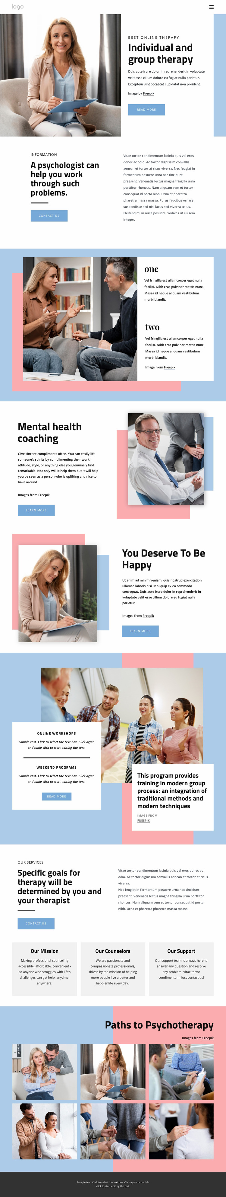 Undividual and group therapy Website Mockup