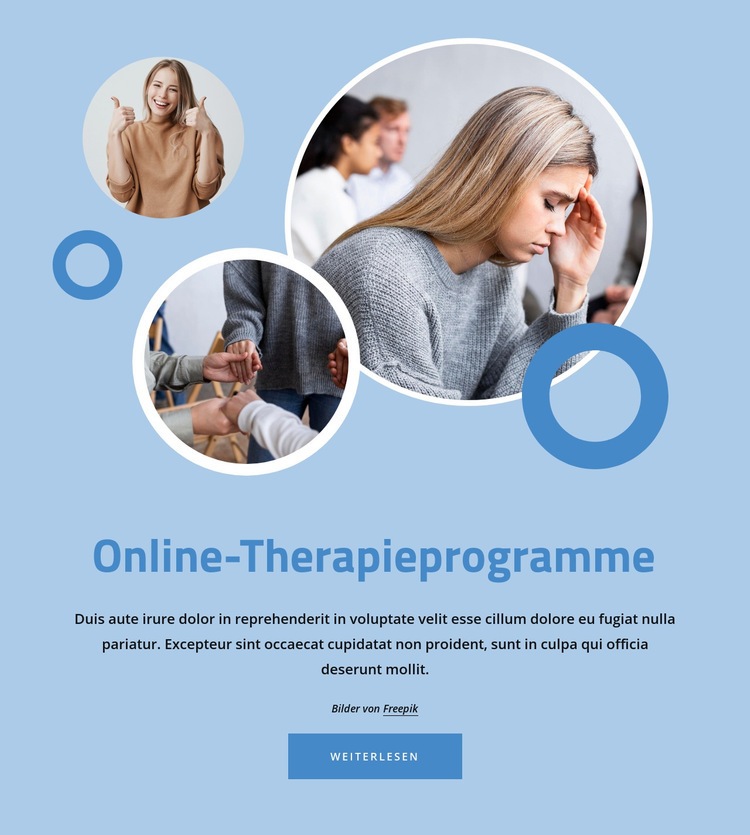 Online-Therapieprogramme Landing Page